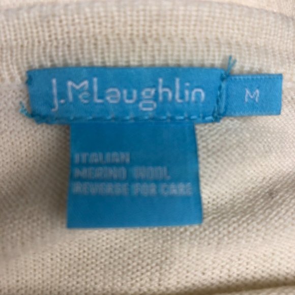 J. McLaughlin Striped Button Cuff Italian Merino Wool Sweater Sz M - Picture 5 of 11